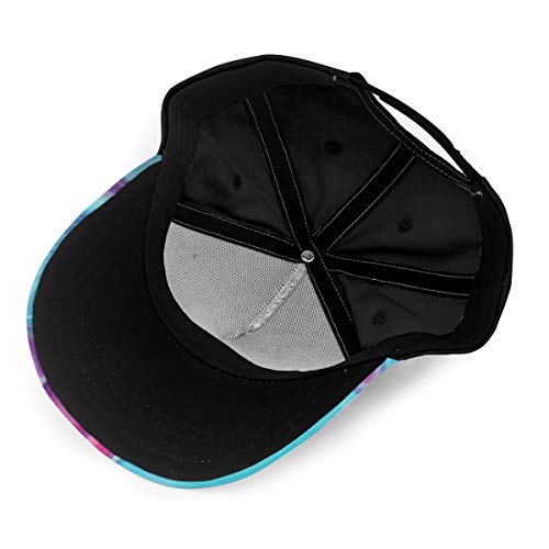 Hip Hop Sun Hat Baseball Cap,Abstract Color Formation Wavy Aqua Pink Lines Agate Slab Mineral Layers Geographic,For Men&Women