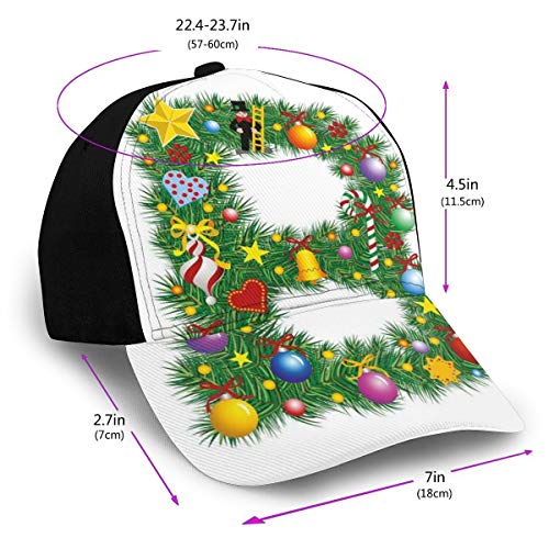 Hip Hop Sun Hat Baseball Cap,Tasty Candy Cane and Figure with Top Hat Suit Christmas Tree Design with B Print,For Men&Women