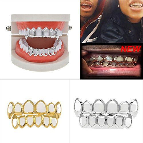 Hip Hop Teeth - Juego de 6 parrillas para barbacoas, diseño de rayas, color negro