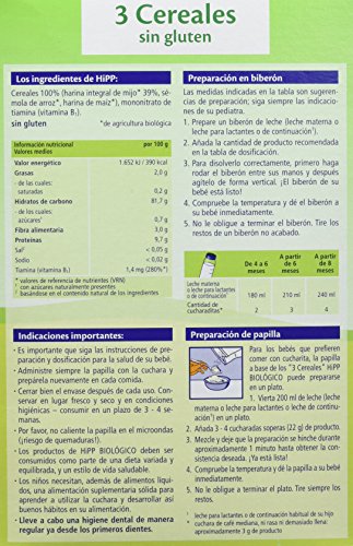 HiPP Biológico, Cereales para bebé (Sin Gluten) - 4 de 400 gr. (Total 1600 gr.)