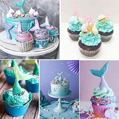 HIQE-FL Moldes de Cola de Sirena,Marina Animales Moldes Silicona,Molde Conchas Horno,Molde Conchas del Mar,Jabón Moldes de Silicona,3D Moldes de Silicona,Reposteria Fondant