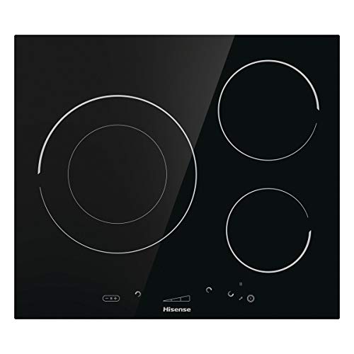 Hisense I6341C - Placa Inducción, 3 zonas, 1 con Foco Gigante 29Cm, Doble Corona, Encimera de 60Cm, Bloqueo Infantil Resistente a los Arañazos, Terminación biselada