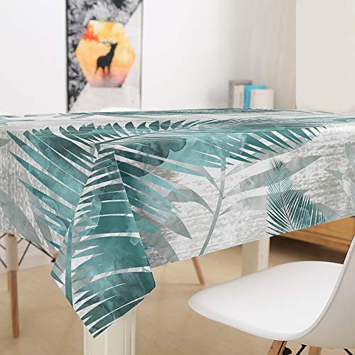 Hiser Mantel Antimanchas Rectangular para Mesa de Cocina o Salón, 3D Poliéster Impermeable Lavable Diseño Decoración Hogar Calor y Humedad Resistencia (Menta Verde,140x180cm)