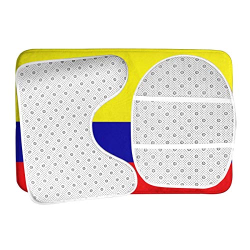 HisoYz Alfombrilla de Baño Antideslizantes Colombia Flag Bathroom Rug Mats Set 3 Piece Anti-Skid Soft Shower Bath Rugs,Toilet Lid Cover Bath Mat