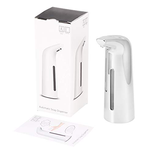 HITECHLIFE Dispensador Automático De Jabón con Acero Inoxidable, Sensor De Movimiento por Infrarrojos, Base Impermeable, Interruptor Ajustable, Baño Apropiado, Cocinas, Hotel, Restaurante - Plata