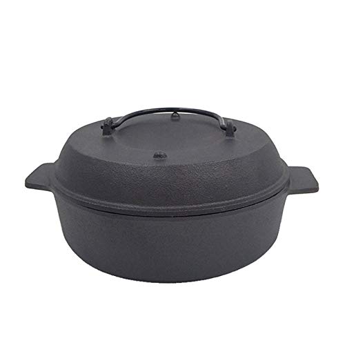 HIUGHJ Patata Tuerca para Hornear Asador de Hierro Fundido Barbacoa Asador Olla para cocinar Barbacoa casera Sartenes para Carne de bistec Castaño Dulce, Negro, 26 cm