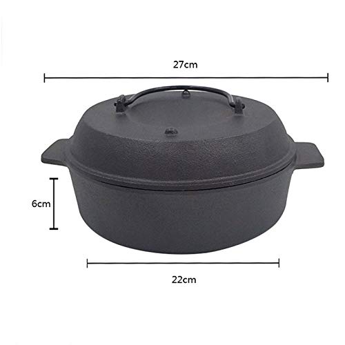 HIUGHJ Patata Tuerca para Hornear Asador de Hierro Fundido Barbacoa Asador Olla para cocinar Barbacoa casera Sartenes para Carne de bistec Castaño Dulce, Negro, 26 cm