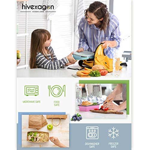 Hivexagon Contenedores de Almacenaje de Alimentos de Silicona Plegable 4 pack Almuerzo Caja para Bento sin BPA para Acampar, Senderismo CP012