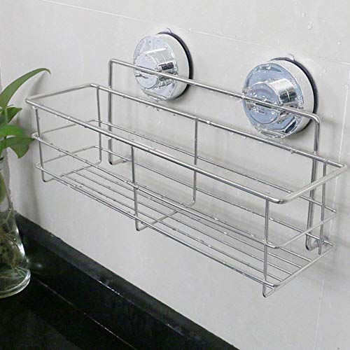 HJZ Súper Potente succión del vacío de Acero Inoxidable Plataforma de baño Ducha Caddy Rack de Almacenamiento Cesta con Bloqueo de succión (Cesta de baño)