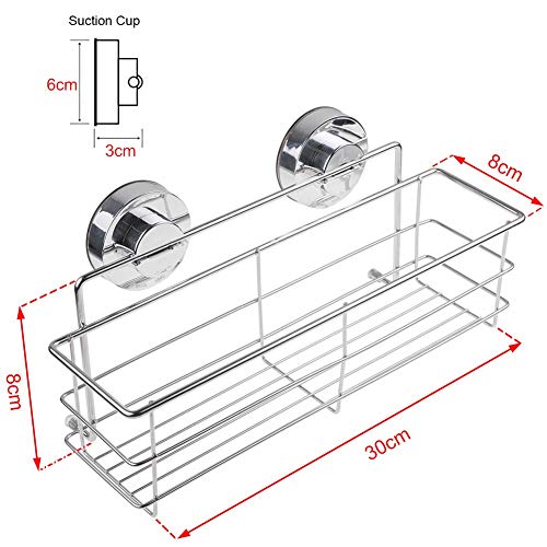 HJZ Súper Potente succión del vacío de Acero Inoxidable Plataforma de baño Ducha Caddy Rack de Almacenamiento Cesta con Bloqueo de succión (Cesta de baño)