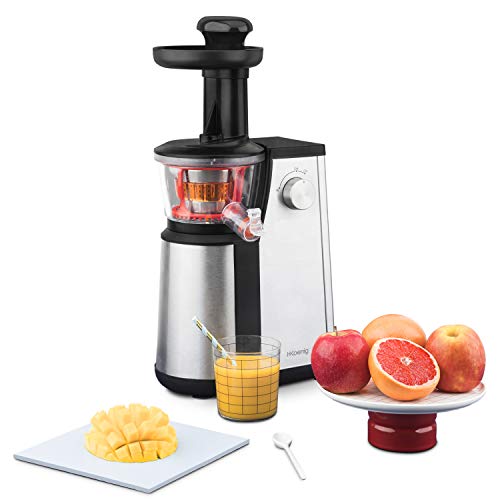 H.Koenig GSX 12 Licuadora para Frutas y Verduras de Prensado en Frío, Extractor de Jugos, 1 Litro, 60 RPM, 400 W, Libre de BPA, Acero Inoxidable, Gris GSX12