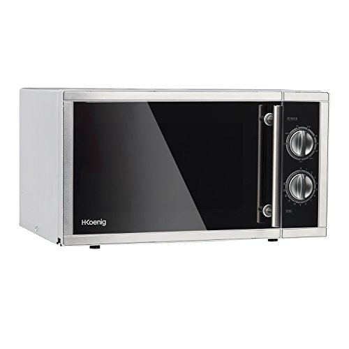 H.Koenig VIO7 Microondas con Grill, Potencia 900 W y Potencia Grill 1000W, 23 litros, Temporizador hasta 30 min, 5 Niveles de Potencia de Calentado, Modo Grill y Descongelador, Plato Giratorio 27 Cm,