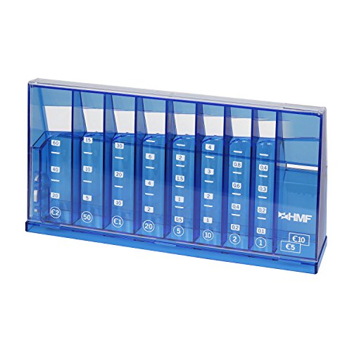 HMF 4710-05 Clasificador de monedas, alcancía para colecta 24 x 5 x 12 cm, azul