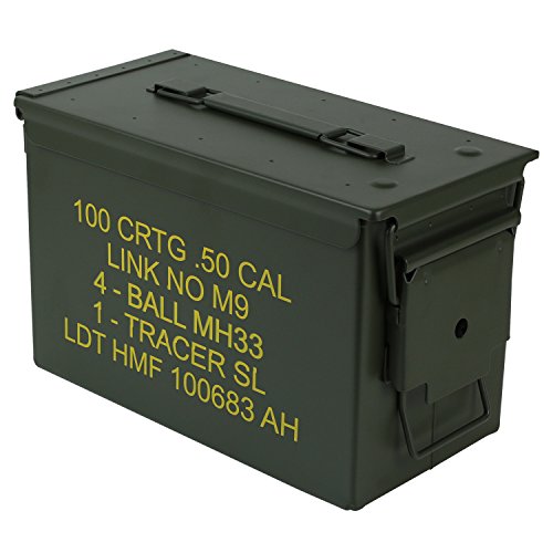 HMF 70011 Caja de Munición, US Ammo Box, Caja de Metal, 30 x 19 x 15,5 cm, Verde