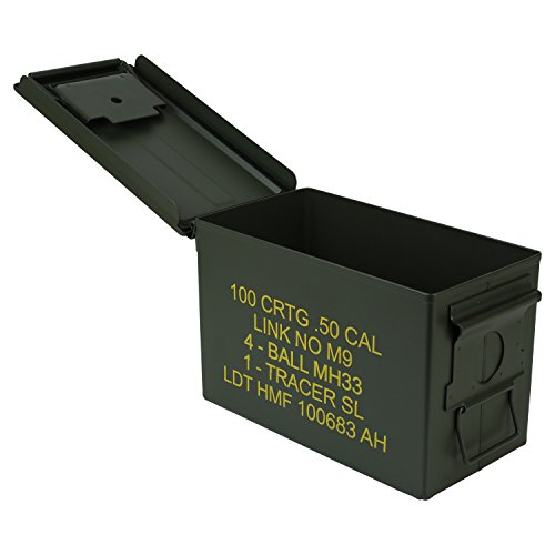 HMF 70011 Caja de Munición, US Ammo Box, Caja de Metal, 30 x 19 x 15,5 cm, Verde