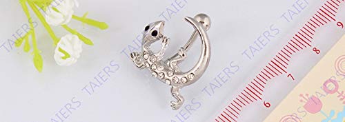 HND ZNXHNDSH Gecko Piercing Ombligo Anillo Mujeres de la Moda del Ombligo Anillo de la Barra del Vientre Retail14G 316L Barra de Acero quirúrgico