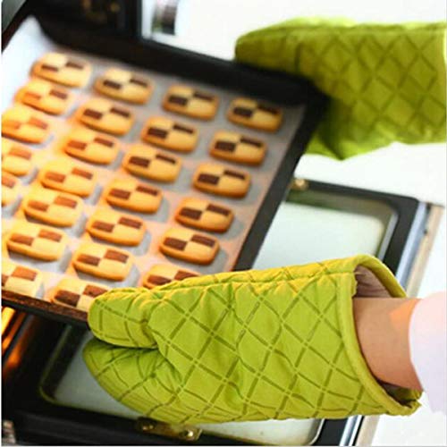 HNJKJEU Manopla Horno, Guantes Horno, Guantes Cocina Resistentes al Calor con Superficie de Silicona Antideslizante, Engrosamiento, Protección de la Muñeca, para Cocinar y Hornear(1 Par Verde)