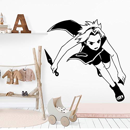 HNXDP Classic Ninja Girl Cartoon Wall Sticker Vinilo autoadhesivo Impermeable Wall Art Decal Pvc Tatuajes de pared Decoración Tatuajes de pared 57cmx57cm