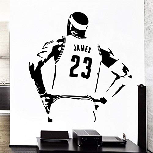 HNXDP Pegatinas de pared de baloncesto superstar de baloncesto LeBron James vinilos decorativos para el hogar decoración de la habitación del niño LQ25 57x61cm