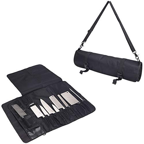 HNYG Chef Knife Roll Bag con 17 ranuras, bolsa de cuchillas compacta y portátil Estuche de almacenamiento con correa para el hombro, bolsa de herramientas resistente al agua y lavable HYDD14-UK