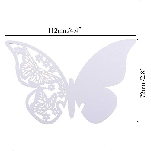 HO2NLE 100pcs Etiquetas Mariposas Decorativas Boda Tarjetas Copas Forma Mariposa Papel Blancas para Recuerdos de Boda Mariposas Nombres Mesa Invitados Detalles Comunion Bautizo Regalos Marcasitios