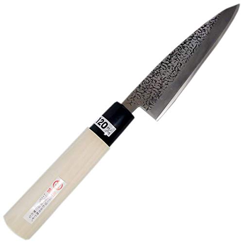 Hocho: Cuchillo japonés Deba AJIKIRI japonés Aogami (Azul) con Acabado Super Martillado, Tienda 4.0 Sol (120 mm, 4.72 in)