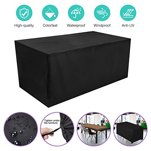 HOCOSY Funda para Mesa de Jardín, Fundas de Muebles Oxford, Impermeable Anti-UV Resistente al Polvo, 210D, 200 X 160 X 70 cm