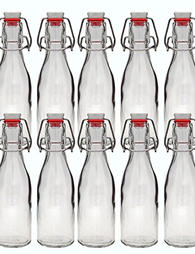 hocz Juego de 10 Plancha Botellas de Planchar Botella Botellas de Cristal (200 ML, con Cierre, rellenables, Incluye Embudo de 5 cm de diámetro