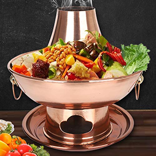 Hogar Freidoras Fondue Ollas Grandes para Cocinar Olla De Cobre Espesada con Carbón Retro Olla De Cordero-shabu Utensilios De Cocina Comerciales Olla Caliente Espesada De Metal