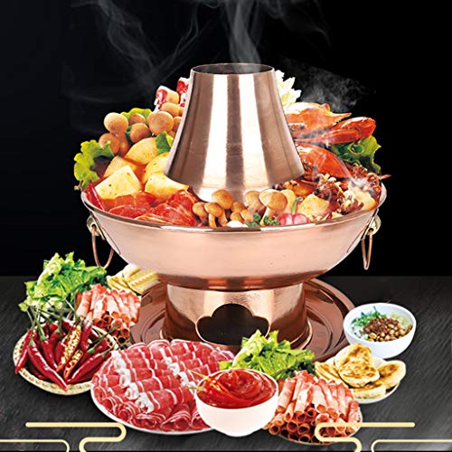 Hogar Freidoras Fondue Ollas Grandes para Cocinar Olla De Cobre Espesada con Carbón Retro Olla De Cordero-shabu Utensilios De Cocina Comerciales Olla Caliente Espesada De Metal