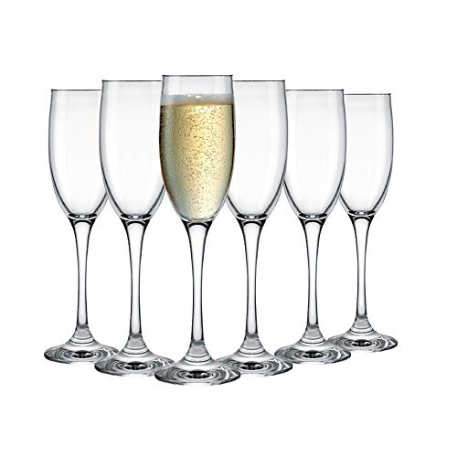 Hogar y Mas Copa de Cava 19Cl, Vidrio Templado, 6 Uds. Vajilla Elegante y Estilizada, Set de 6.