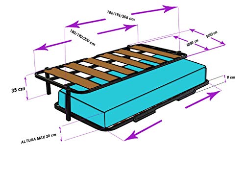 HOGAR24 ES.es-Cama Nido Estructura Reforzada Doble Barra Superior (4 Patas) + 2 Flexitex + 2 Almohadas de Fibra, 90x190cm