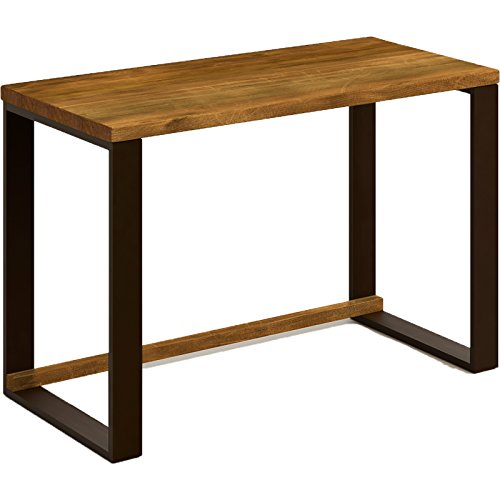 Hogar24-Mesa Estudio Escritorio de Madera Maciza Natural y Patas de Acero, Medidas 118 x 55 x 74 cm. Estilo Industrial para Uso como Escritorio, despacho, reunión