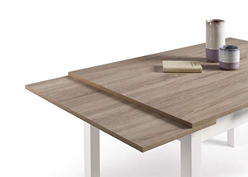 HOGAR24- Mesa Multiusos Comedor Cocina Dimensiones 120 cm x 80 cm Extensible Libro a 190 cm x 80 cm Color Roble Cambrian y Blanco