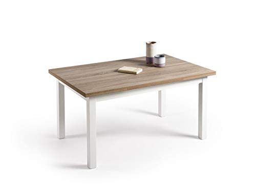 HOGAR24- Mesa Multiusos Comedor Cocina Dimensiones 120 cm x 80 cm Extensible Libro a 190 cm x 80 cm Color Roble Cambrian y Blanco