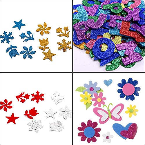 Hoja de Goma eva con Purpurina Tamaño A4 grueso 2mm, Papel Foamy, Papel Decorativo, Hojas de Espuma EVA para Decorar y Manualidades Art-20x30cm (Multicolor) (10 pcs)