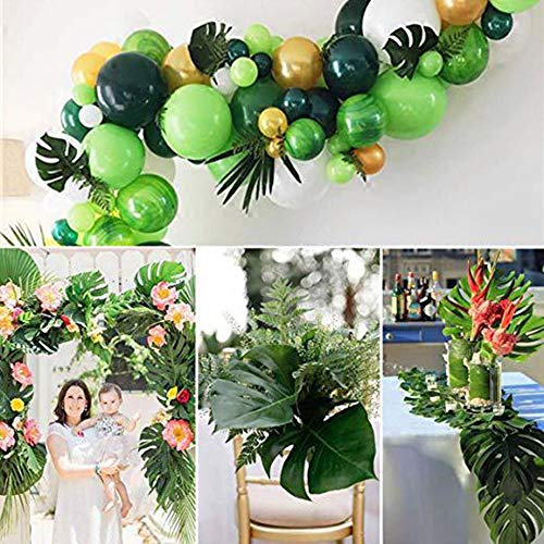 Hojas artificiales largas de Zhou, 60 piezas, hojas de palmera tropical, hojas de Monstera, selva, playa, decoraciones para fiestas (6 tipos)