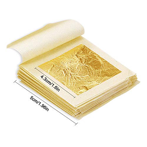 Hojas de hoja de oro de Gobesty, 10 hojas comestibles de oro de 24 quilates, 1.7 x 1.7 pulgadas, de grado alimentario, para decoración de alimentos, panadería, pasteles, spa, dorado, bricolaje