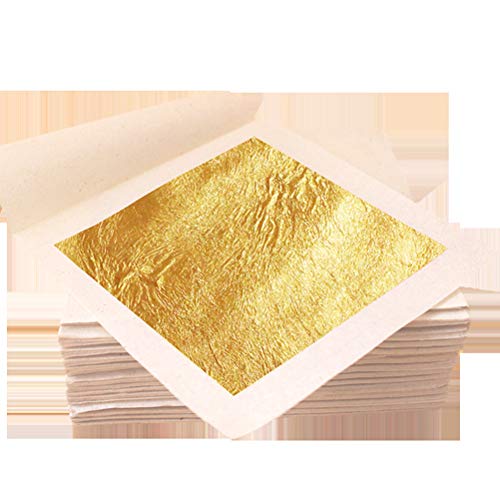 Hojas de oro comestibles, 1.7â€ x 1.7â€ 1 0 piezas, hoja de oro multifuncional, papel de aluminio comestible para pasteles, maquillaje, bebidas, alimentos, arte dorado