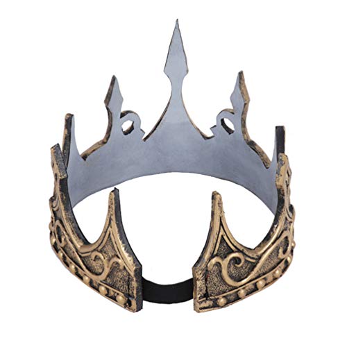 Holibanna corona de plata retro corona de príncipe suave tocado medieval pu para fiesta de disfraces de cosplay halloween (Oro)