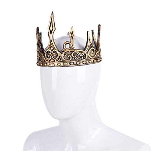 Holibanna corona de plata retro corona de príncipe suave tocado medieval pu para fiesta de disfraces de cosplay halloween (Oro)