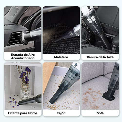 Holife Aspiradora de mano Inalámbrico, Aspirador de mano Sin Cable con potente succión ciclónica, Aspirador de Mano con de carga rápida, Aspiradora seco Filtro HEPA, para la limpieza Hogar y Coche