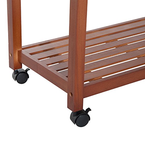 HOMCOM Carrito de Cocina Mesa Servicio Auxiliar Madera y Metal Cromado con 4 Ruedas 2 Cajones y Botellero 81 x 38 x 85 cm