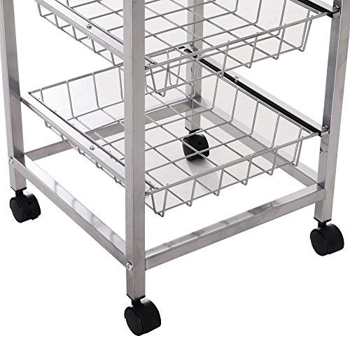 HOMCOM Carro Múltiusos de Cocina Baño con Ruedas 5 Niveles Carrito de Servicio Isla de Cocina Carrito Auxiliar Verdulero Frutero 36.5x36.5x89cm Carga 20kg