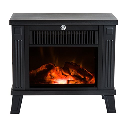 HOMCOM Chimenea Eléctrica Calefactor Tipo Estufa de Pie con Efecto de Leña Ardiendo 600W/1200W 38.5x22x30.5cm Metal Negro