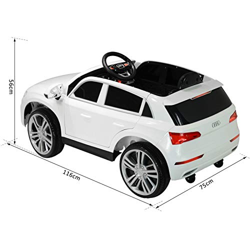 HOMCOM Coche Eléctrico para Niño 3-8 Años Audi Q5 con Mando a Distancia MP3 Luces y Sonidos Apertura de Puerta 116x75x56cm Carga 30kg