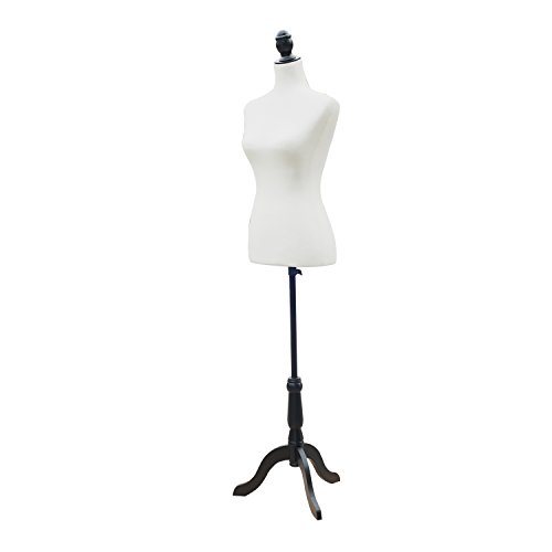 HOMCOM Maniquí Femenino de Costura Busto de Señora para Modistas Exhibición Altura Ajustable a 130-168cm Blanco