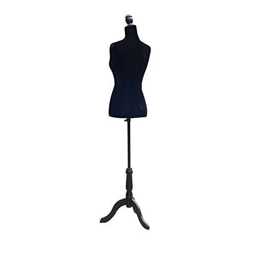 HOMCOM Maniquí Femenino de Costura Busto de Señora para Modistas Exhibición Altura Ajustable a 130-168cm Negro