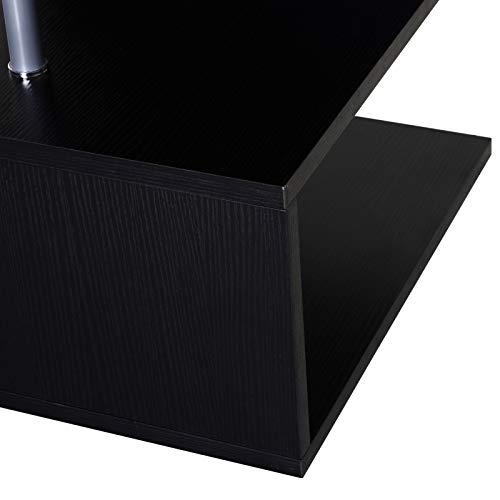 HOMCOM Mesa de Centro Café Mesa Auxiliar de Salón de Forma S con Compartimento Abierto 2 Niveles Diseño Elegante 50x50x50 cm Negro