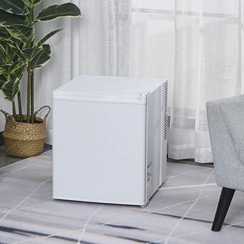 HOMCOM Mini Frigorífico Mini Bar Volumen 50 L Mini Nevera con Estante Extraíble Ajustable LED Ruido Mínimo de Eficiencia Energética 43x48x51 cm Blanco